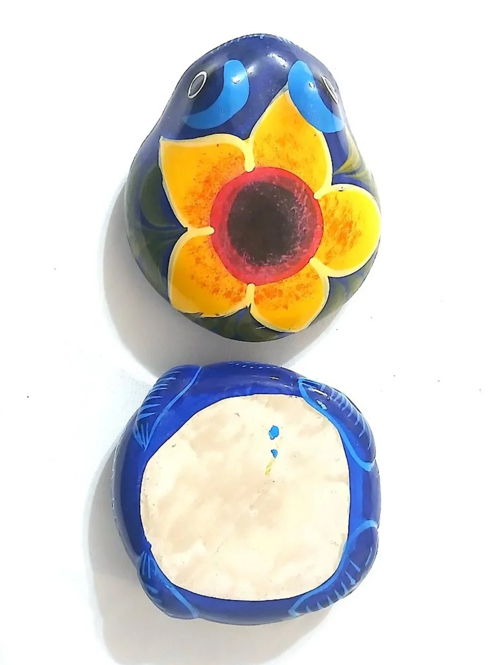 Vintage Acapulco Mexico Hand Painted Frog Ceramic Trinket Box Folk Art